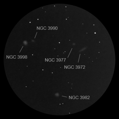 ngc 3998 group of galaxies - annotated drawing