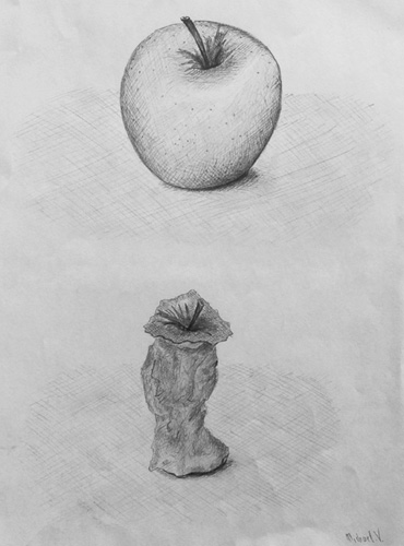 apple timeline - pencil drawing