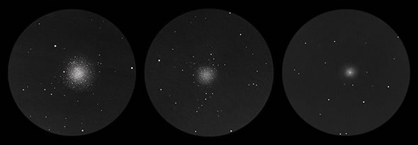 globular clusters triptych - messier 2, 79, 75